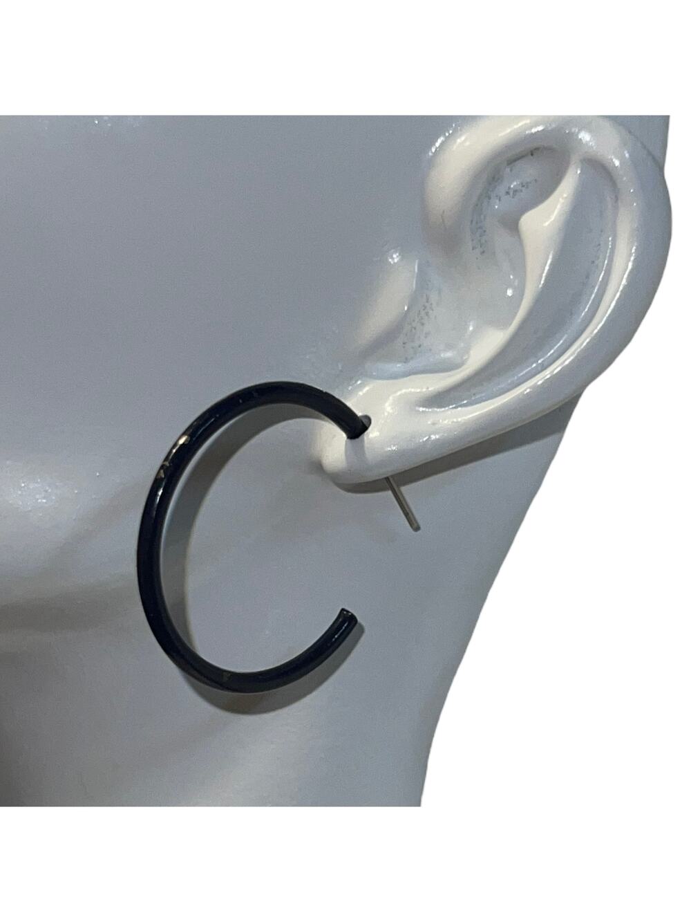 Vintage Black Hoop Post Earrings